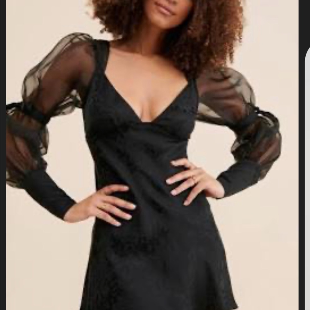 For Love And Lemons Black Dress with Sheer Sleeves